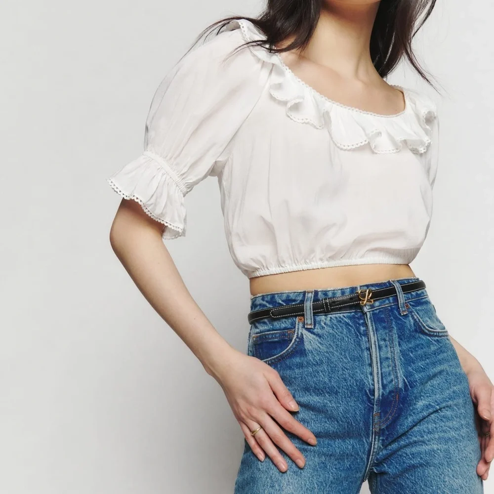Reformation Cambri‎ Top Blouse White